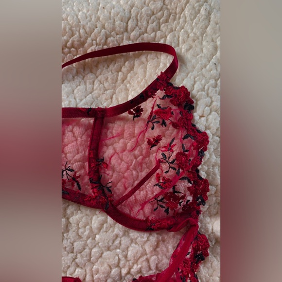 Elegant Red Lace Lingerie Set - Picture 3 of 3